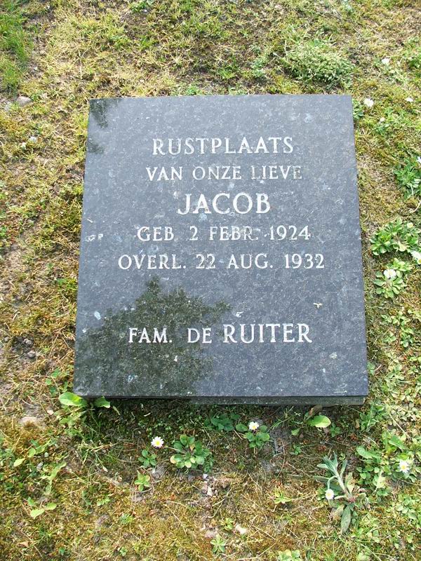 Grafsteen van Jacob DE RUITER (1924-1932)